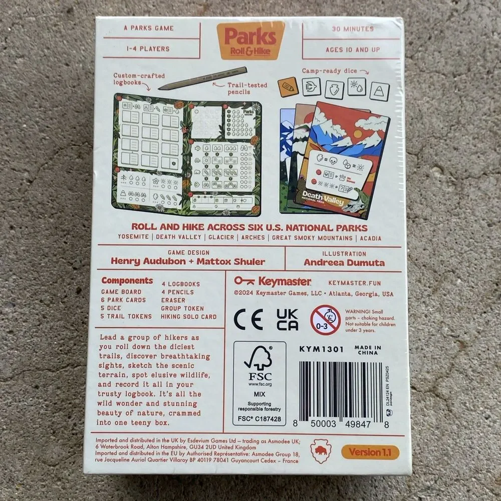 Keymaster Games Parks Roll & Hike Board Game: Creative Thinking, 1-4 Players,